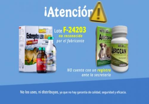 Evita afectaciones a la salud animal, verifica los números de lote antes de utilizar estos productos. Evita afectaciones a la salud animal, verifica los números de lote antes de utilizar estos productos.