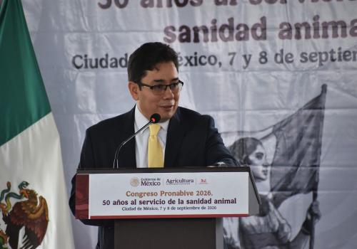 El director en jefe del Senasica, Javier Calderón Elizalde, señaló que celebrar los primeros 50 años de la Pronabive es celebrar la salud animal, la soberanía alimentaria y la bioseguridad del campo mexicano. El director en jefe del Senasica, Javier Calderón Elizalde, señaló que celebrar los primeros 50 años de la Pronabive es celebrar la salud animal, la soberanía alimentaria y la bioseguridad del campo mexicano.