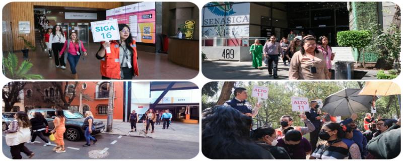 947 servidores públicos del Senasica evacuaron de manera ordenada y sin contratiempos el edificio sede.